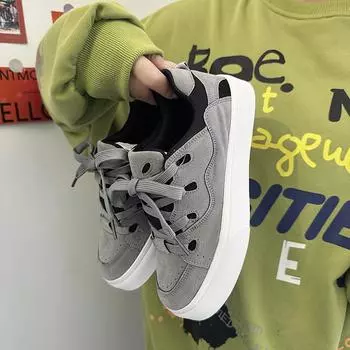 Весенние повседневные туфли для любителей спорта с нишевыми трендами для студентов, дышащая спортивная обувь для мужчин 35 темно-серого