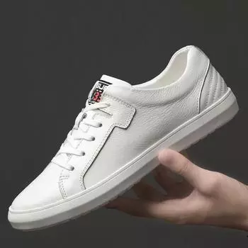 Весенние повседневные туфли на плоской подошве, мужские роскошные туфли, мужские, высшего качества, белые, из натуральной кожи, самые продаваемые туфли для мужчин 37