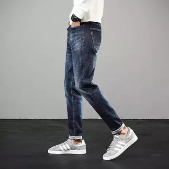 Весенние простые модные джинсы для мужчин. Высококачественные простые потертые белые джинсы для мужчин. 28