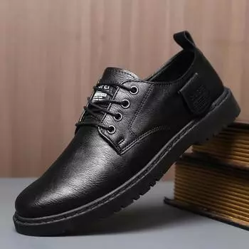 Весенние рабочие туфли для мальчиков, мужские деловые повседневные кожаные туфли, мужские черные кожаные туфли с дышащей высококачественной толстой подошвой 39