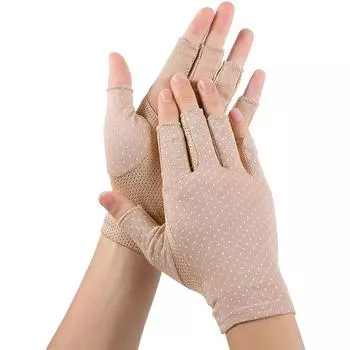 Весенние солнцезащитные перчатки с половиной пальца для вождения, женские тонкие короткие противоскользящие хлопковые перчатки