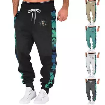 Весенние спортивные брюки для фитнеса мужские свободные повседневные спортивные штаны из хлопка L чёрный