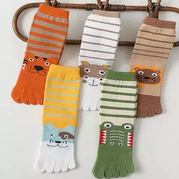 Весенние спортивные носки с изображением льва, тигра и животного, пять пальцев, носки, детские короткие носки, хлопковые носки