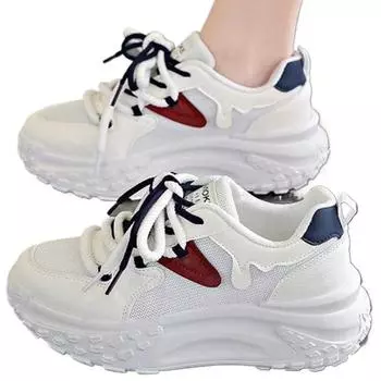 Весенние спортивные универсальные женские туфли на толстой подошве модные, дышащие, удобные и подчеркивающие повседневную обувь 35 белый