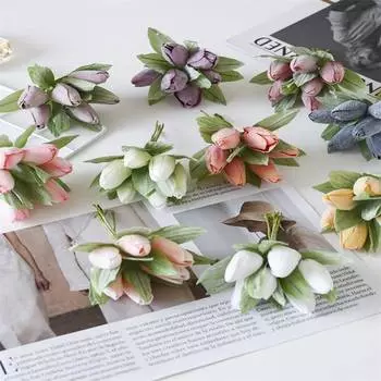 Весенние свадебные украшения, товары для дома и сада, букет тюльпанов, искусственные цветы, вечеринка «сделай сам» 14cm шампанского