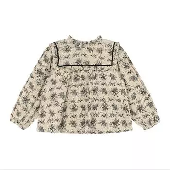 Весенние топы с цветочным принтом для маленьких девочек, хлопковая льняная футболка с длинными рукавами, одежда для маленьких девочек 73