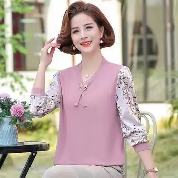 Весенние топы, весенние и осенние рубашки среднего возраста, женские футболки с длинными рукавами для женщин среднего возраста