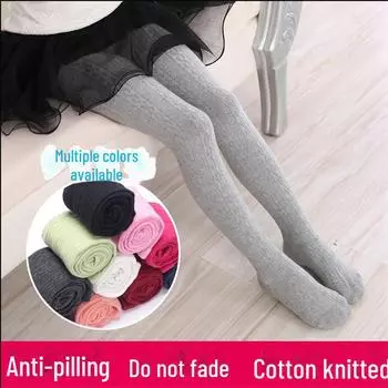 Весенние трикотажные леггинсы для девочек из хлопка с вертикальными полосками - антипиллинговые танцевальные колготки Size 105