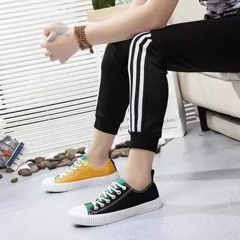 Весенние туфли 2024 Fshion Solid Sewing Adult Canvas Shoes Man Fabric Sapato Feminino Size Men shoes 39 чёрный