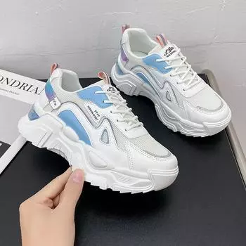 Весенние туфли Daddy Shoes на толстой подошве для женщин в корейском стиле, дышащие, повседневные, спортивные туфли для студентов, универсальные, маленькие, белые, модные 35