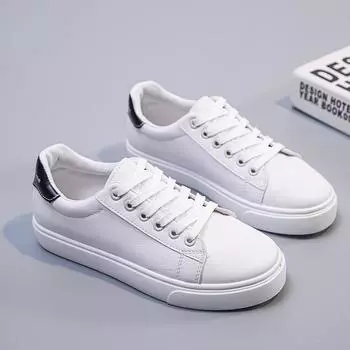 Весенние туфли Dadong, новые, с круглым носком, на шнуровке, на низком каблуке, с плоской подошвой, модные повседневные туфли большого размера, универсальные белые туфли, женские 35 белый