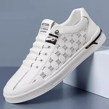 Весенние туфли для мужчин из натуральной кожи, повседневная обувь, модные туфли для скейтбординга на плоской подошве, молодежные кроссовки на шнуровке 38 белый