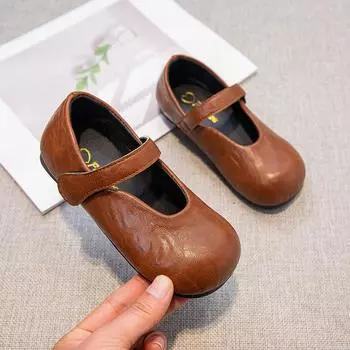 Весенние туфли из кожи для девочек в корейском стиле, модные туфли принцессы, туфли с мягкой подошвой, модная универсальная обувь 26 коричневый