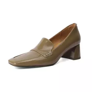 Весенние туфли Krazing Pot из овчины с квадратным носком и средним каблуком, элегантные женские туфли-лодочки без шнуровки, броги 34 бежевый