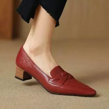 Весенние туфли Krazing Pot из овчины с острым носком на среднем каблуке без шнуровки, элегантные женские туфли-лодочки большого размера 42 34 абрикосовый