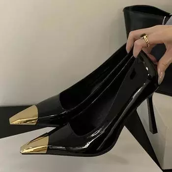 Весенние туфли-лодочки из лакированной кожи с острым носком, на высоком каблуке, элегантные, для вечеринки, женские туфли для платья, tacones zapatos de mujer 35