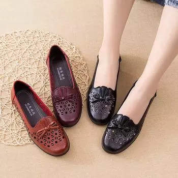 Весенние туфли-лоферы для женщин среднего и пожилого возраста с открытой пяткой, удобные рабочие туфли с мягкой подошвой для мам 35