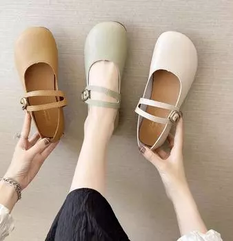 Весенние туфли Мэри Джейн в стиле ретро, женские сабо на мягкой подошве 35 бежевый