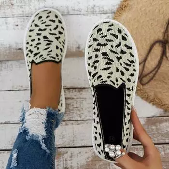 Весенние туфли на толстой подошве с леопардовым узором, пикантные сетчатые туфли на плоской подошве, повседневные сандалии на плоской подошве с неглубоким носком, женские прогулочные туфли на плоской подошве с сеткой 37 серый