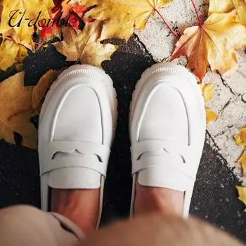 Весенние туфли женские британский стиль новые повседневные мокасины на толстой подошве в студенческом стиле из натуральной кожи модная обувь для девочек 36