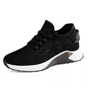 Весенние удобные летающие туфли мужские туфли с увеличенным голенищем 8 см для спорта и отдыха все невидимые внутренние туфли с увеличенным голенищем 6 см 37 белый