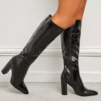 Весенние удобные модные женские сапоги на толстом каблуке 42 белый