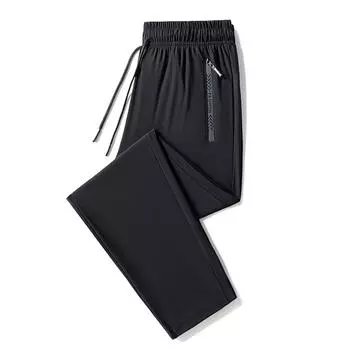 Весенние уличные длинные брюки прямого покроя свободные спортивные спортивные брюки универсальные повседневные брюки L чёрный