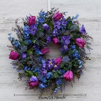 Весенние венки для стены, окна, вечеринки, свадебного декора, искусственные венки для фермерского дома, элегантный лавандовый цветочный венок, романтический лавандовый венок в помещении и на открытом воздухе