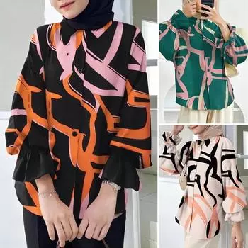 Весенние винтажные повседневные женские рубашки с расклешенными рукавами, большие размеры, полосатые свободные блузки, женские топы, элегантные простые офисные женские блузки S-5XL 26046 S чёрный