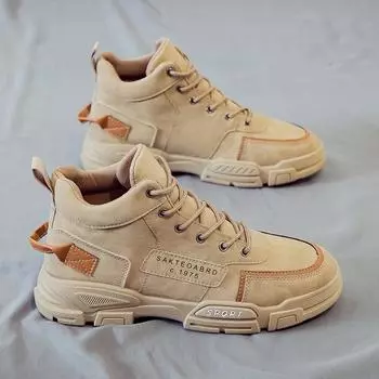 Весенние высокие ботинки Martin, модная мужская обувь в британском стиле, ботинки-карго средней высоты, модная обувь, ботинки-дезерты, ботинки из ревеня 39