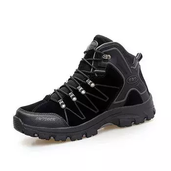 Весенние высокие походные ботинки Мужская обувь Водонепроницаемая нескользящая обувь для активного отдыха Пешие походные ботинки Теплые бархатные хлопковые ботинки 39