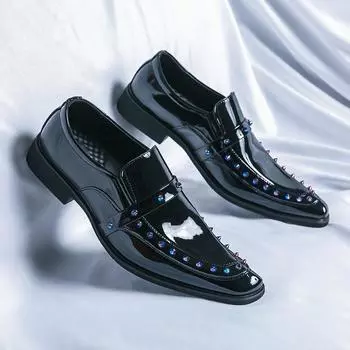 Весенние высококачественные золотые туфли «Челси» из кожи с острым носком. Трендовые повседневные туфли на плоской подошве для вечеринок. Уличная обувь для свадебных платьев. Роскошная обувь. 37 чёрный