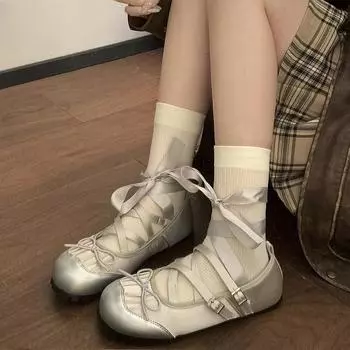 Весенние женские балетки с перекрестным ремешком, модные элегантные туфли с круглым носком, женские удобные балетки в уличном стиле с мягкой подошвой 38 чёрный