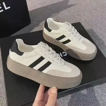 Весенние женские белые кроссовки на толстой подошве 2024 года — повседневная, универсальная, спортивная обувь в стиле ретро от Dexun 36 грязно-белый