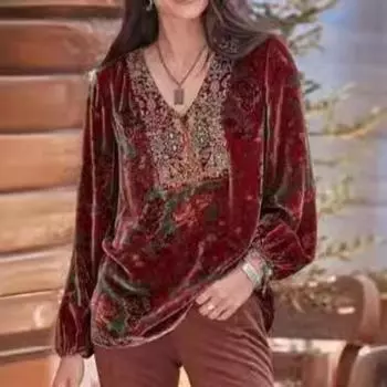 Весенние женские футболки с V-образным вырезом, плиссированные, с принтом, с длинными рукавами, больших размеров, женские S серый