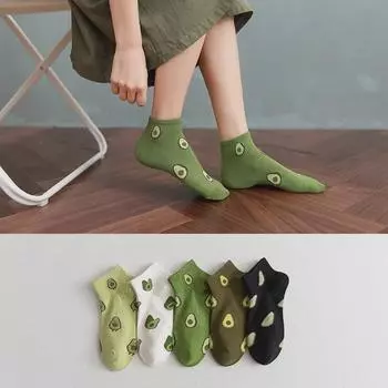 Весенние женские хлопковые носки с японским фруктом авокадо - модные женские носки One Size