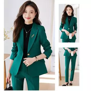 Весенние женские комплекты костюмов из 2 предметов. Профессиональная и элегантная одежда. L чёрный