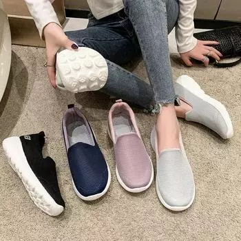 Весенние женские мокасины Удобная женская обувь Балетки Носки Кроссовки Теннисные туфли Zapatilas Mujer Женская повседневная обувь 35 чёрный