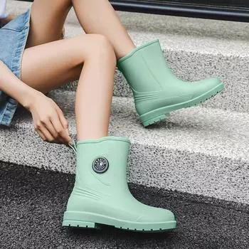 Весенние женские нескользящие дождевые сапоги, уличная обувь для воды, водонепроницаемая обувь, резиновая обувь 36 чёрный