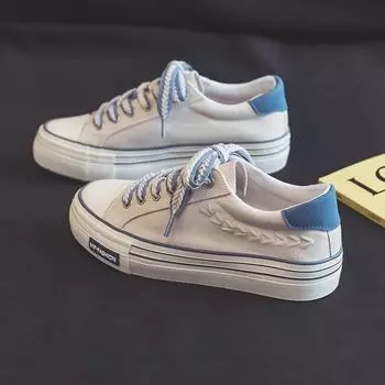 Весенние женские парусиновые туфли на толстой подошве, увеличивающие рост, в стиле ретро с пшеничными ушками и низким верхом в стиле колледжа (HD-102) 37 чёрный