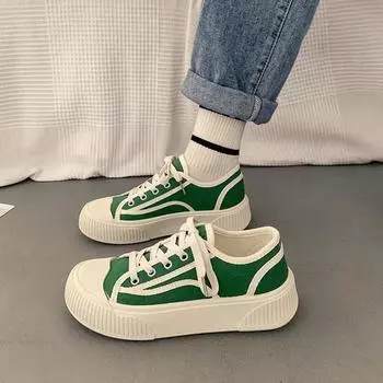 Весенние женские ретро-туфли с круглым носком из парусины, летние универсальные повседневные дышащие туфли на платформе 35