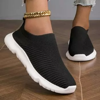 Весенние женские сетчатые повседневные туфли дышащие легкие прогулочные кроссовки туфли с плоской подошвой противоскользящие вулканизированные туфли новые 36 чёрный