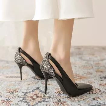 Весенние женские сексуальные 10 м фетиш туфли на высоком каблуке туфли-лодочки Scarpins блестящие блестки стриптизерши туфли на шпильках свадебные туфли для подружек невесты 4