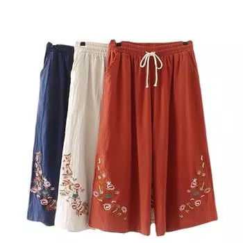 Весенние женские широкие брюки, модные летние повседневные однотонные хлопковые брюки с прямым рукавом и высокой талией, свободные карманные брюки с завязками XXXXL красный