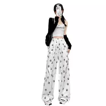 Весенние женские свободные повседневные брюки прямого покроя с высокой талией и белые широкие брюки S