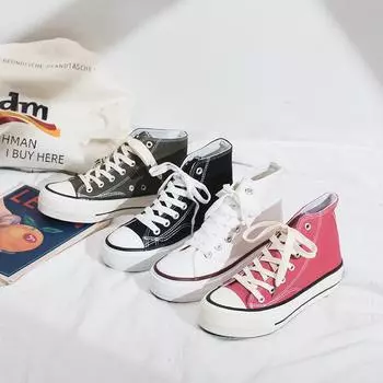 Весенние женские туфли Fubu 2024 из парусины на высокой платформе в стиле Гонконга 1970-х годов, тренд, визуально увеличивающий рост. 37