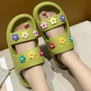 Весенние женские туфли Hole Shoes Новые милые сандалии для дома с мягкой подошвой и противоскользящими вставками Удобные толстые подошвы для пляжа и сада Летние сандалии 36 чёрный