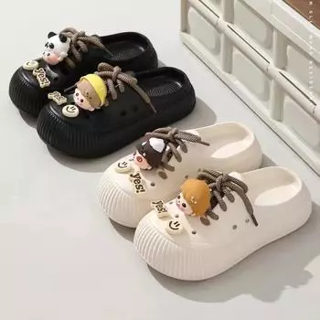 Весенние женские туфли Hole Shoes Новые милые мягкие подошвы нескользящие домашние сандалии удобные толстые пляжные садовые летние 36 хаки