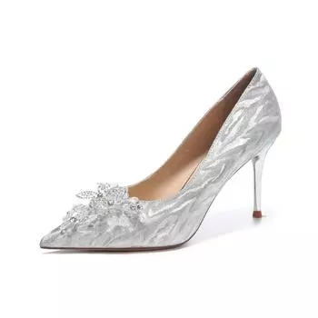 Весенние женские туфли-лодочки Роскошные туфли-лодочки с блестками и кристаллами в виде бабочек на высоком каблуке Женские туфли для банкета и свадьбы 35