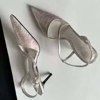 Весенние женские туфли-лодочки с цветочным принтом Босоножки на тонком каблуке Элегантные туфли с острым носком и мелкой пяткой на каблуке Мюли Tacones Mujer 35 розовый